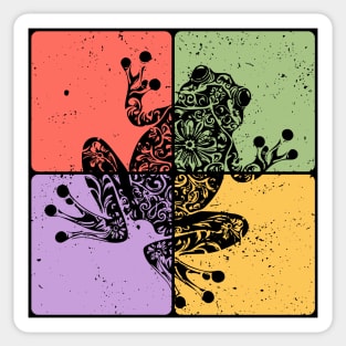 Frog Silhouette Retro Nature Wildlife Art Sticker